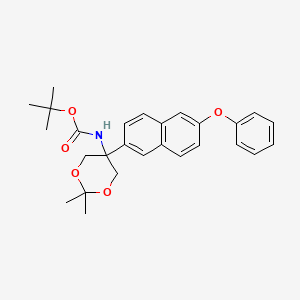 molecular formula C27H31NO5 B567692 Tert-butyl 2,2-dimethyl-5-(6-phenoxynaphthalen-2-yl)-1,3-dioxan-5-ylcarbamate CAS No. 1206676-76-7