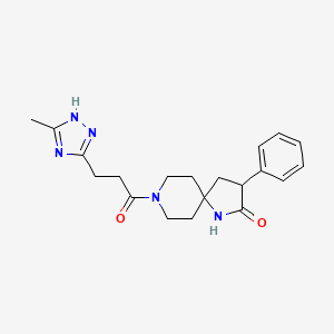 molecular formula C20H25N5O2 B5676925 8-[3-(5-methyl-1H-1,2,4-triazol-3-yl)propanoyl]-3-phenyl-1,8-diazaspiro[4.5]decan-2-one 