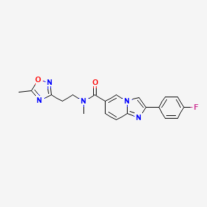 molecular formula C20H18FN5O2 B5676947 2-(4-fluorophenyl)-N-methyl-N-[2-(5-methyl-1,2,4-oxadiazol-3-yl)ethyl]imidazo[1,2-a]pyridine-6-carboxamide 