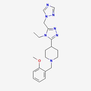molecular formula C20H27N7O B5676984 4-[4-ethyl-5-(1H-1,2,4-triazol-1-ylmethyl)-4H-1,2,4-triazol-3-yl]-1-(2-methoxybenzyl)piperidine 