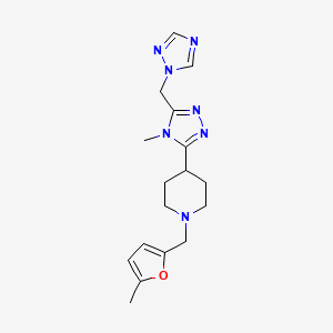 molecular formula C17H23N7O B5676991 1-[(5-methyl-2-furyl)methyl]-4-[4-methyl-5-(1H-1,2,4-triazol-1-ylmethyl)-4H-1,2,4-triazol-3-yl]piperidine 