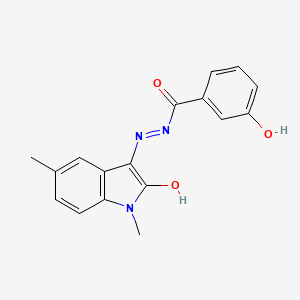 molecular formula C17H15N3O3 B5677028 N'-(1,5-dimethyl-2-oxo-1,2-dihydro-3H-indol-3-ylidene)-3-hydroxybenzohydrazide 