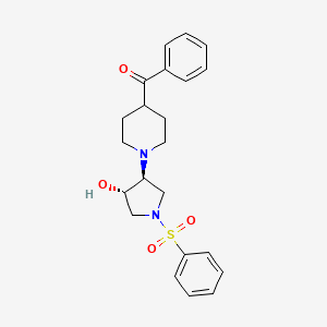 molecular formula C22H26N2O4S B5677051 {1-[(3S*,4S*)-4-hydroxy-1-(phenylsulfonyl)-3-pyrrolidinyl]-4-piperidinyl}(phenyl)methanone 