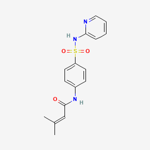 molecular formula C16H17N3O3S B5677092 3-methyl-N-{4-[(2-pyridinylamino)sulfonyl]phenyl}-2-butenamide 