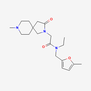 molecular formula C19H29N3O3 B5677123 N-ethyl-N-[(5-methyl-2-furyl)methyl]-2-(8-methyl-3-oxo-2,8-diazaspiro[4.5]dec-2-yl)acetamide 