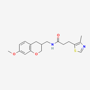 molecular formula C18H22N2O3S B5677227 N-[(7-methoxy-3,4-dihydro-2H-chromen-3-yl)methyl]-3-(4-methyl-1,3-thiazol-5-yl)propanamide 