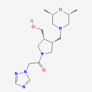 molecular formula C16H27N5O3 B5677235 [(3R*,4R*)-4-{[(2R*,6S*)-2,6-dimethyl-4-morpholinyl]methyl}-1-(1H-1,2,4-triazol-1-ylacetyl)-3-pyrrolidinyl]methanol 