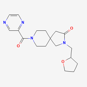 molecular formula C18H24N4O3 B5677251 8-(2-pyrazinylcarbonyl)-2-(tetrahydro-2-furanylmethyl)-2,8-diazaspiro[4.5]decan-3-one 