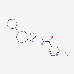 molecular formula C22H31N5O B5677255 N-[(5-cyclohexyl-5,6,7,8-tetrahydro-4H-pyrazolo[1,5-a][1,4]diazepin-2-yl)methyl]-2-ethylisonicotinamide 