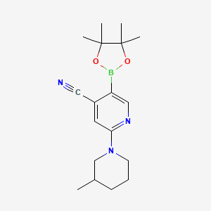 B567728 2-(3-Methylpiperidin-1-yl)-5-(4,4,5,5-tetramethyl-1,3,2-dioxaborolan-2-yl)isonicotinonitrile CAS No. 1356087-25-6