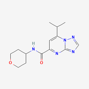 molecular formula C14H19N5O2 B5677300 7-isopropyl-N-(tetrahydro-2H-pyran-4-yl)[1,2,4]triazolo[1,5-a]pyrimidine-5-carboxamide 
