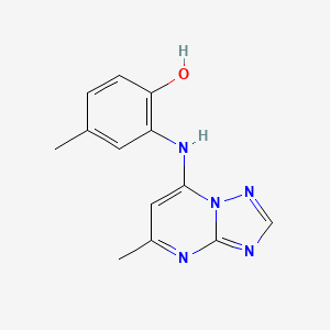 molecular formula C13H13N5O B5677326 4-methyl-2-[(5-methyl[1,2,4]triazolo[1,5-a]pyrimidin-7-yl)amino]phenol 