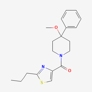 molecular formula C19H24N2O2S B5677329 4-methoxy-4-phenyl-1-[(2-propyl-1,3-thiazol-4-yl)carbonyl]piperidine 
