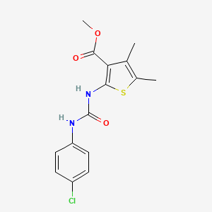 molecular formula C15H15ClN2O3S B5677344 methyl 2-({[(4-chlorophenyl)amino]carbonyl}amino)-4,5-dimethyl-3-thiophenecarboxylate 