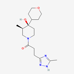 molecular formula C17H28N4O3 B5677399 (3R*,4R*)-3-methyl-1-[3-(5-methyl-1H-1,2,4-triazol-3-yl)propanoyl]-4-(tetrahydro-2H-pyran-4-yl)-4-piperidinol 
