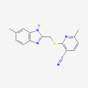 molecular formula C16H14N4S B5677459 6-methyl-2-{[(5-methyl-1H-benzimidazol-2-yl)methyl]thio}nicotinonitrile 