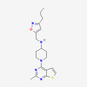 molecular formula C19H25N5OS B5677476 1-(2-methylthieno[2,3-d]pyrimidin-4-yl)-N-[(3-propylisoxazol-5-yl)methyl]piperidin-4-amine 