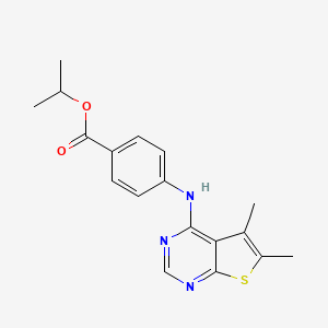 molecular formula C18H19N3O2S B5677488 isopropyl 4-[(5,6-dimethylthieno[2,3-d]pyrimidin-4-yl)amino]benzoate 