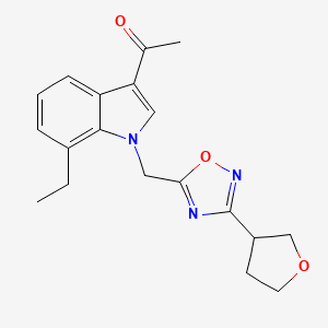 molecular formula C19H21N3O3 B5677499 1-(7-ethyl-1-{[3-(tetrahydrofuran-3-yl)-1,2,4-oxadiazol-5-yl]methyl}-1H-indol-3-yl)ethanone 