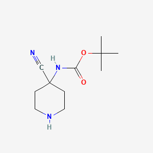 molecular formula C11H19N3O2 B567753 tert-Butyl (4-cyanopiperidin-4-yl)carbamate CAS No. 1205749-01-4