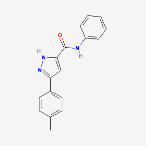 molecular formula C17H15N3O B5677534 3-(4-methylphenyl)-N-phenyl-1H-pyrazole-5-carboxamide 