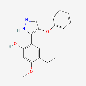 molecular formula C18H18N2O3 B5677543 4-ethyl-5-methoxy-2-(4-phenoxy-1H-pyrazol-3-yl)phenol 