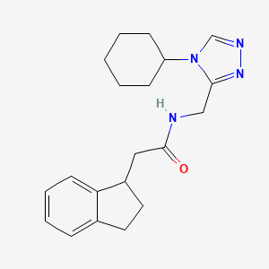 molecular formula C20H26N4O B5677547 N-[(4-cyclohexyl-4H-1,2,4-triazol-3-yl)methyl]-2-(2,3-dihydro-1H-inden-1-yl)acetamide 