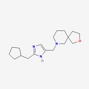molecular formula C18H29N3O B5677551 7-{[2-(cyclopentylmethyl)-1H-imidazol-4-yl]methyl}-2-oxa-7-azaspiro[4.5]decane 