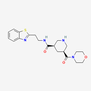 molecular formula C20H26N4O3S B5677563 (3R*,5S*)-N-[2-(1,3-benzothiazol-2-yl)ethyl]-5-(morpholin-4-ylcarbonyl)piperidine-3-carboxamide 