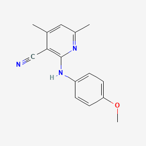 molecular formula C15H15N3O B5677606 2-[(4-methoxyphenyl)amino]-4,6-dimethylnicotinonitrile 