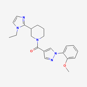 molecular formula C21H25N5O2 B5677651 3-(1-ethyl-1H-imidazol-2-yl)-1-{[1-(2-methoxyphenyl)-1H-pyrazol-4-yl]carbonyl}piperidine 