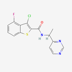 molecular formula C15H11ClFN3OS B5677656 3-chloro-4-fluoro-N-[1-(4-pyrimidinyl)ethyl]-1-benzothiophene-2-carboxamide 