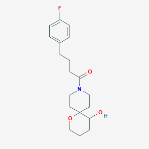 molecular formula C19H26FNO3 B5677658 9-[4-(4-fluorophenyl)butanoyl]-1-oxa-9-azaspiro[5.5]undecan-5-ol 
