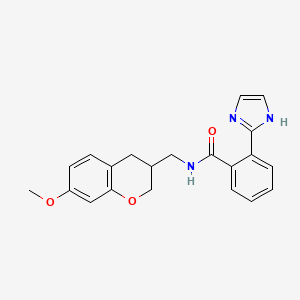 molecular formula C21H21N3O3 B5677680 2-(1H-imidazol-2-yl)-N-[(7-methoxy-3,4-dihydro-2H-chromen-3-yl)methyl]benzamide 