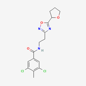 molecular formula C16H17Cl2N3O3 B5677685 3,5-dichloro-4-methyl-N-{2-[5-(tetrahydro-2-furanyl)-1,2,4-oxadiazol-3-yl]ethyl}benzamide 