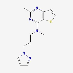 molecular formula C14H17N5S B5677698 N,2-dimethyl-N-[3-(1H-pyrazol-1-yl)propyl]thieno[3,2-d]pyrimidin-4-amine 