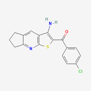 molecular formula C17H13ClN2OS B5677720 (3-amino-6,7-dihydro-5H-cyclopenta[b]thieno[3,2-e]pyridin-2-yl)(4-chlorophenyl)methanone 