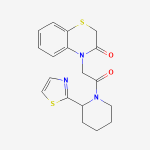 molecular formula C18H19N3O2S2 B5677746 4-{2-oxo-2-[2-(1,3-thiazol-2-yl)piperidin-1-yl]ethyl}-2H-1,4-benzothiazin-3(4H)-one 