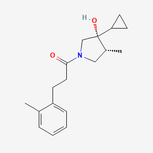 molecular formula C18H25NO2 B5677764 (3R*,4R*)-3-cyclopropyl-4-methyl-1-[3-(2-methylphenyl)propanoyl]-3-pyrrolidinol 