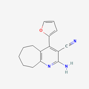 molecular formula C15H15N3O B5677794 2-amino-4-(2-furyl)-6,7,8,9-tetrahydro-5H-cyclohepta[b]pyridine-3-carbonitrile 