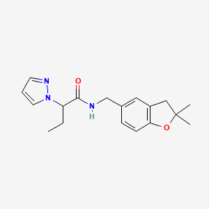 molecular formula C18H23N3O2 B5677830 N-[(2,2-dimethyl-2,3-dihydro-1-benzofuran-5-yl)methyl]-2-(1H-pyrazol-1-yl)butanamide 