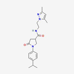 molecular formula C21H28N4O2 B5677851 N-[2-(3,5-dimethyl-1H-pyrazol-1-yl)ethyl]-1-(4-isopropylphenyl)-5-oxo-3-pyrrolidinecarboxamide 