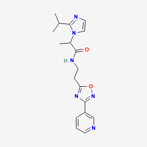 molecular formula C18H22N6O2 B5677855 2-(2-isopropyl-1H-imidazol-1-yl)-N-{2-[3-(3-pyridinyl)-1,2,4-oxadiazol-5-yl]ethyl}propanamide 