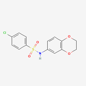 molecular formula C14H12ClNO4S B5677866 4-chloro-N-(2,3-dihydro-1,4-benzodioxin-6-yl)benzenesulfonamide 