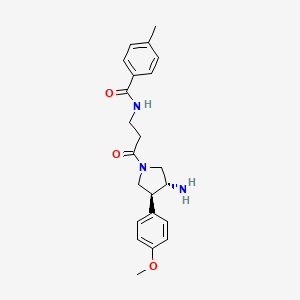 molecular formula C22H27N3O3 B5677870 N-{3-[(3R*,4S*)-3-amino-4-(4-methoxyphenyl)pyrrolidin-1-yl]-3-oxopropyl}-4-methylbenzamide 