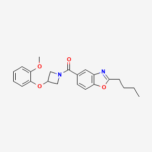 molecular formula C22H24N2O4 B5677909 2-butyl-5-{[3-(2-methoxyphenoxy)azetidin-1-yl]carbonyl}-1,3-benzoxazole 