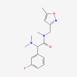molecular formula C16H20FN3O2 B5677973 2-(dimethylamino)-2-(3-fluorophenyl)-N-methyl-N-[(5-methyl-3-isoxazolyl)methyl]acetamide 