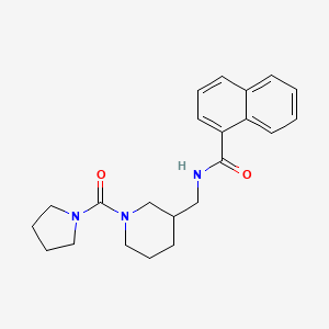 molecular formula C22H27N3O2 B5677983 N-{[1-(pyrrolidin-1-ylcarbonyl)piperidin-3-yl]methyl}-1-naphthamide 
