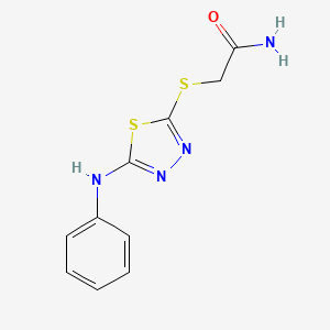 molecular formula C10H10N4OS2 B5678020 2-[(5-anilino-1,3,4-thiadiazol-2-yl)thio]acetamide 