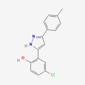 molecular formula C16H13ClN2O B5678087 4-chloro-2-[5-(4-methylphenyl)-1H-pyrazol-3-yl]phenol 